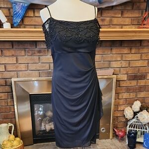 DJ JAZ little Black Dress Size 14 Cocktail Prom NyE Beaded Y2k